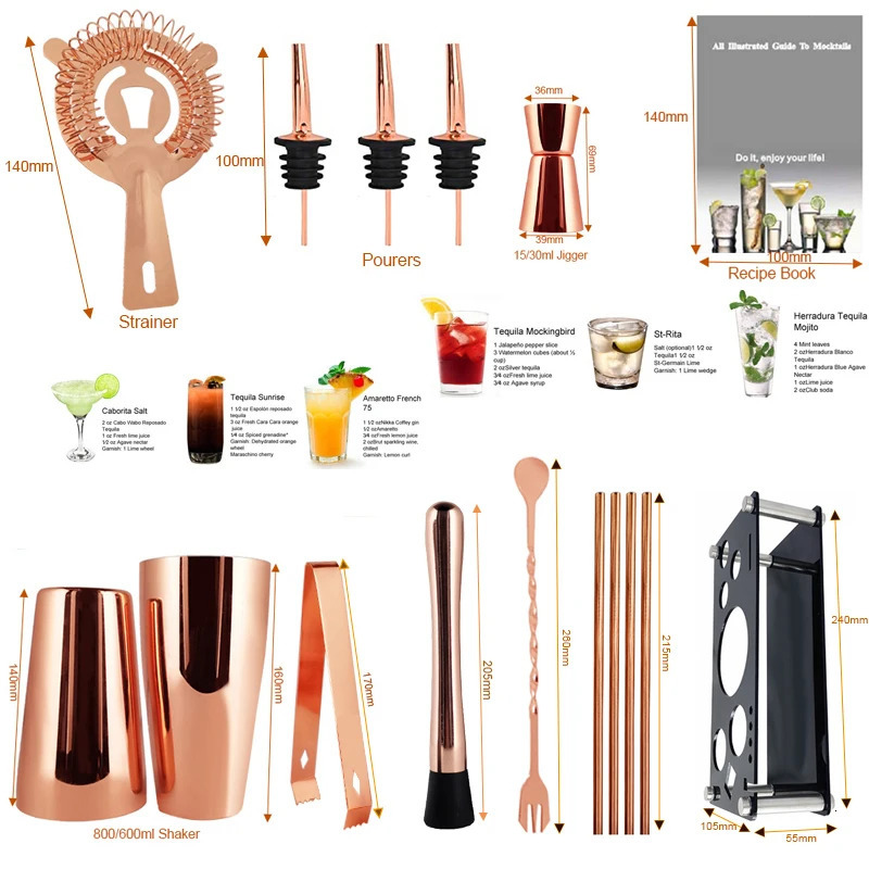 Black Rose 550ml 800600ML Stainless Steel Cocktail Shaker Boston Shakers Mixer Wine Bartender Kit Bar Tools Drop 240429