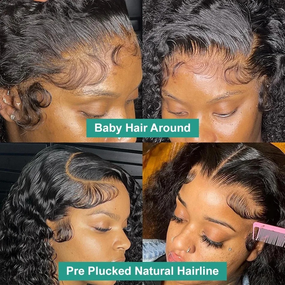 Baby Hair Deep Wave Bob Lace Frontal 13X6 HD Curly 5x5 Glueless Preplucke 13X4 Front Human Hairwigs human hair Wig High Quality 250