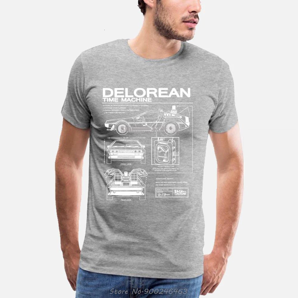 Back To The Future Delorean Schematic T-Shirt Print TShirt Men Motorcycle Cotton T Shirt Summer Hip Hop Tees 240429