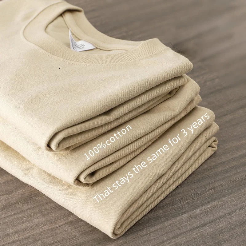 High Qualtity Oversized T-shirt for Men 280gsm Heavy Short Sleeve Tee Shirt Plain 100 Cotton Solid Color Brown White Black Tops 240429