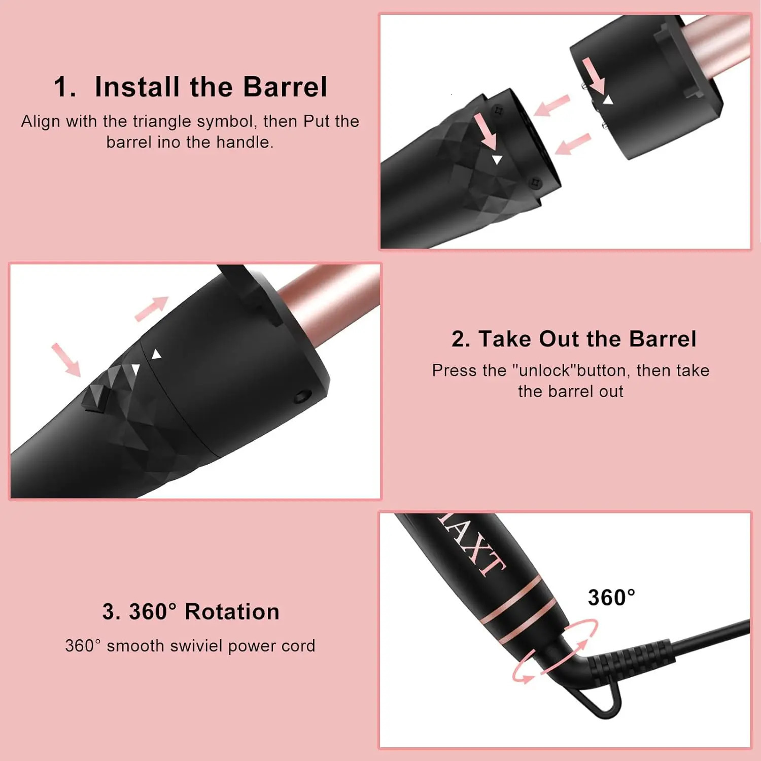 Curling Iron Set 5 in 1 Wand Interchangeable Triple Barrel and Brush Ceramic Curl 240423