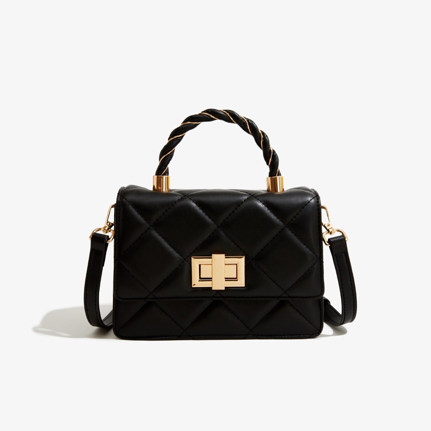 Ladies' crossbody handbag, PU leather diamond grid shoulder strap adjustable with zipper handle mini handbag, fashionable business shopping party