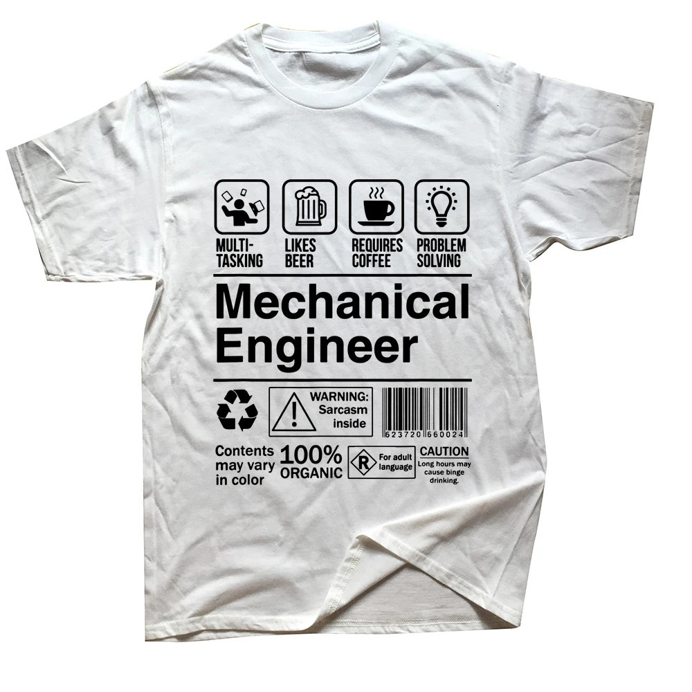 Funny Mechanical Engineer Product Label T Shirts Graphic Cotton Streetwear Short Sleeve Birthday Gifts Summer Style T-shirt Men 240429