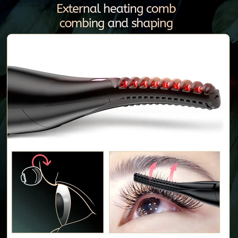 Heated Eyelash Curler 2 In 1 Clip-Type With Comb USB Rechargeable Portable Electric Easy To Use 240428
