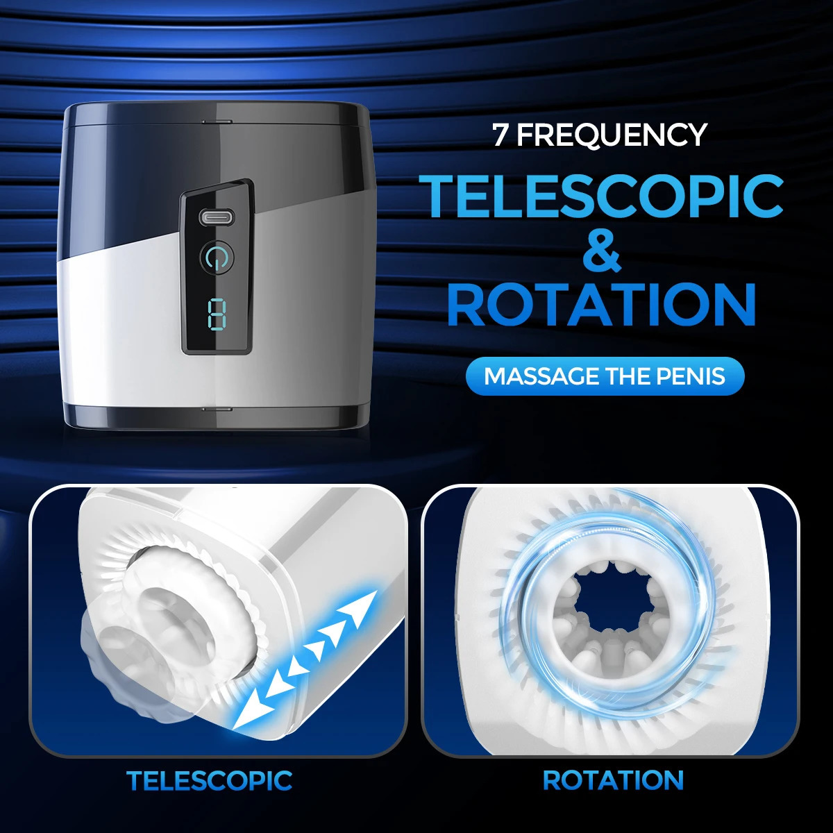 HESEKS Automatic 7 Thrusting Rotating Male Masturbator Portable Auto Stroker Masturbating Sex Machine Real Vagina for Men 240423
