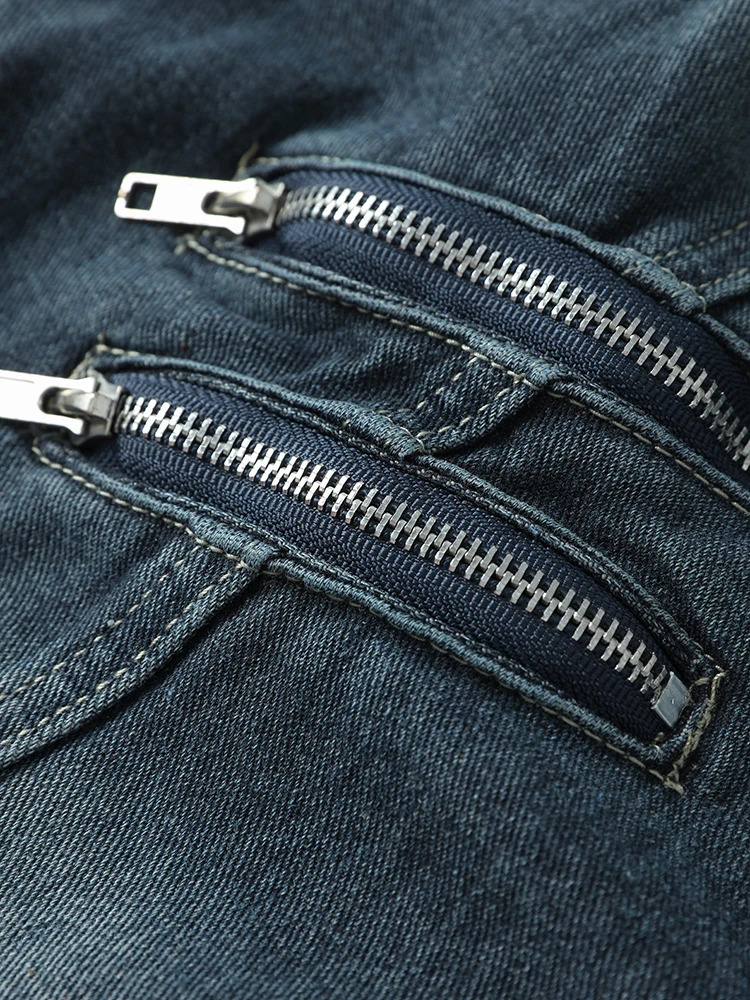 Denim Jacket Men Casual Loose Large Fashion Zipper O-neck Coat Man Spring Soft Amercian Long Sleeves Street Outwears 240415