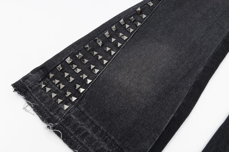 Y2k Side Rivet Patchwork Pantalones Hombre Baggy Jeans for Men and Women Washed Streetwear Casual Flare Denim Trousers Oversized 240429