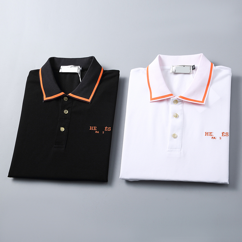 Top luxury designer men's POLO shirt classic black and white solid color printed letter POLO slim business office gentleman men's clothing short sleeve top M-3XL
