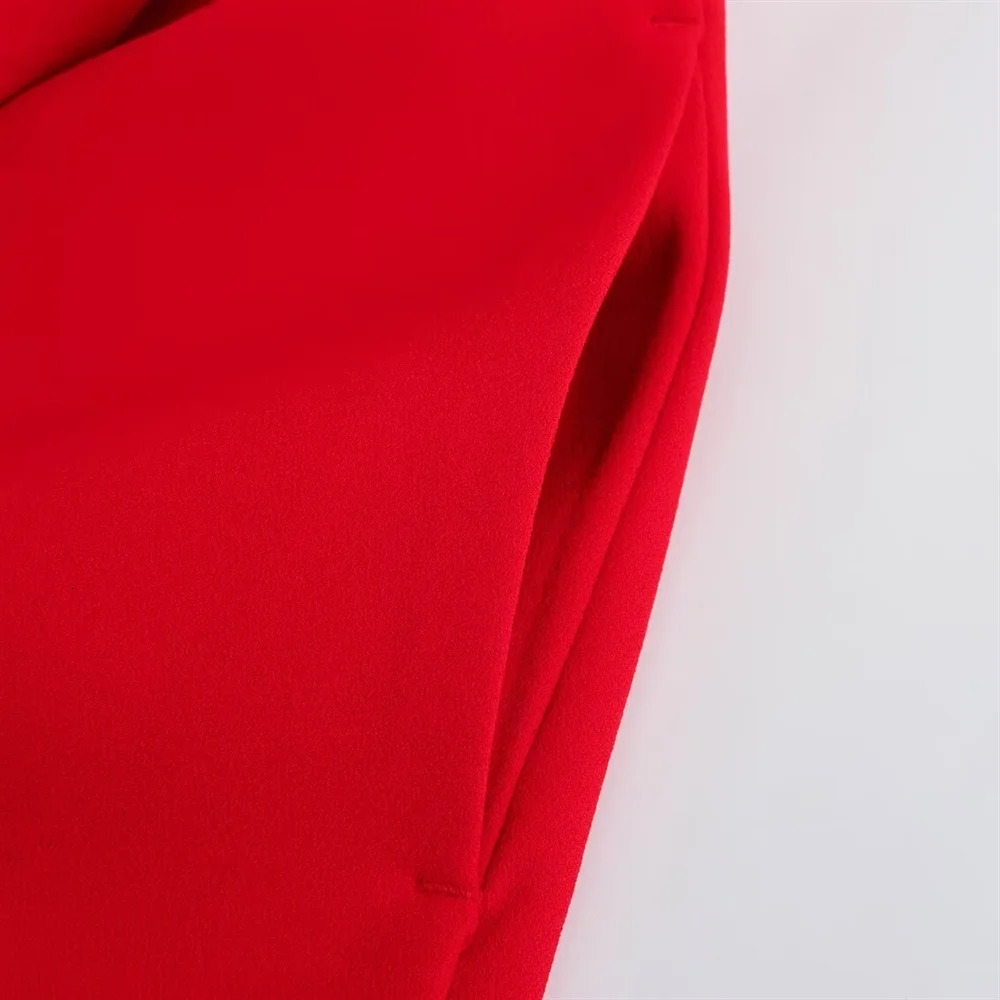 Taop Za temperament versatile red tight suit jacketAline long pleated skirt half womens set 240423