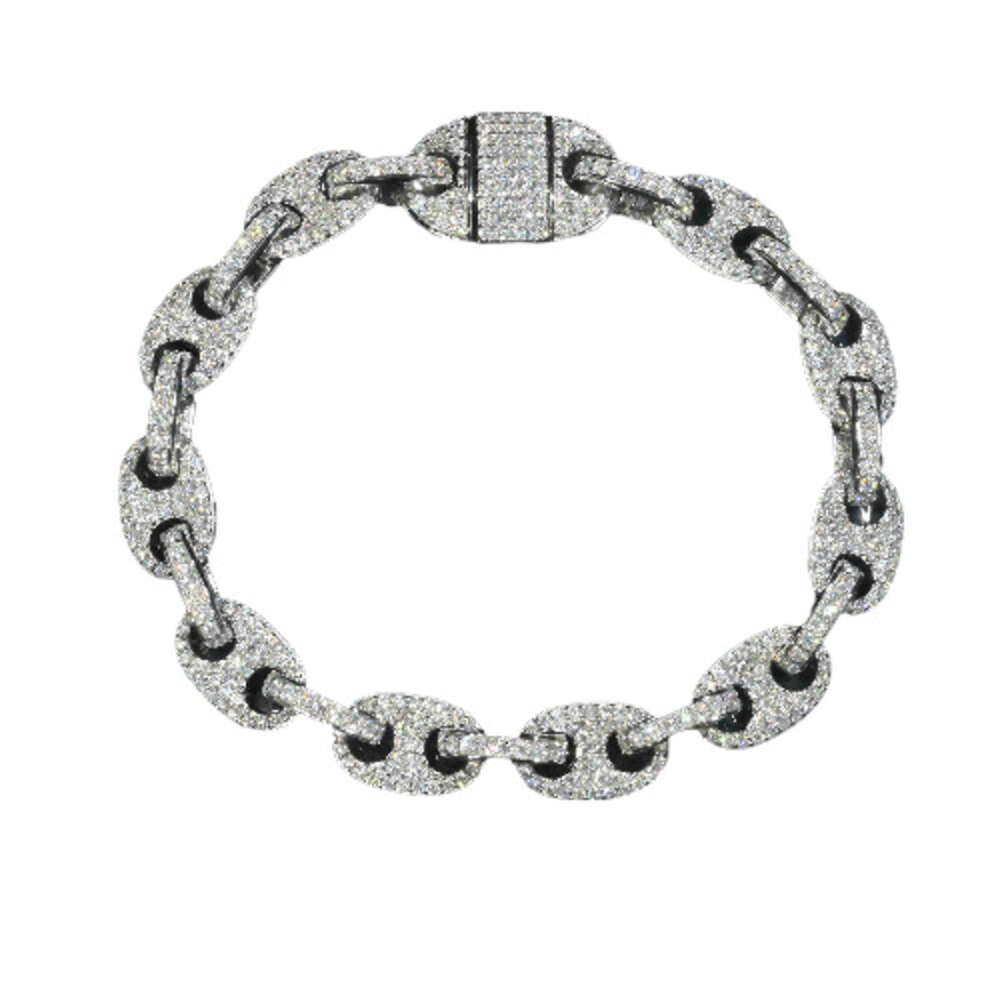 Pass Dia Tester VVS Ice Out Moissanite Coffee Beans Cuban k Chain 8mm Bracelet Sier Fine Jewelry For Man Woman Gift