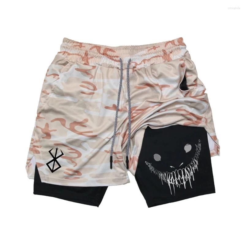 Men's Shorts Summer Men Running Fitness Gym Training 2 In 1 Sports Quick Dry Workout Jogging Double Deck