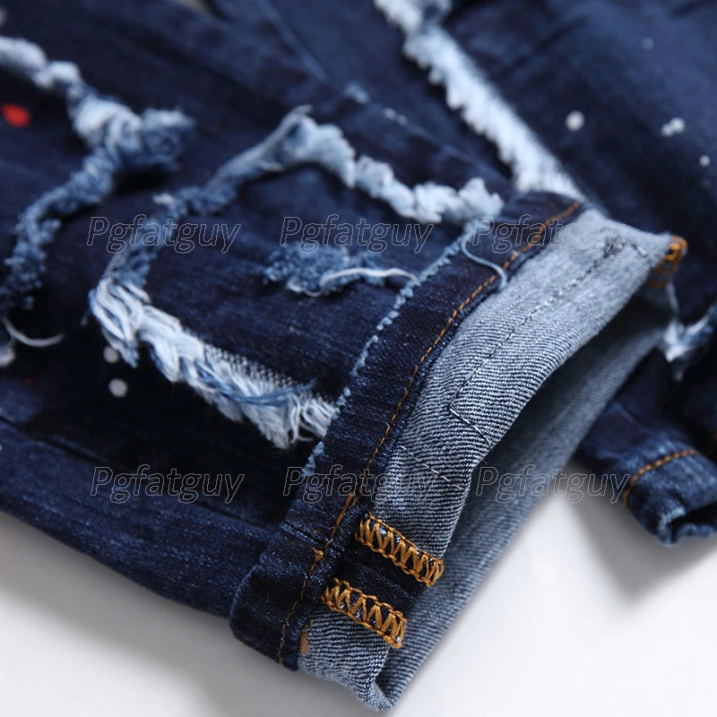 Autumn Mens Denim Two Piece Set Casual Embroidery Skull Vest and Ragged Paint Patch Stretch Jeans 2PCS Sets Conjuntos De Hombres 240428