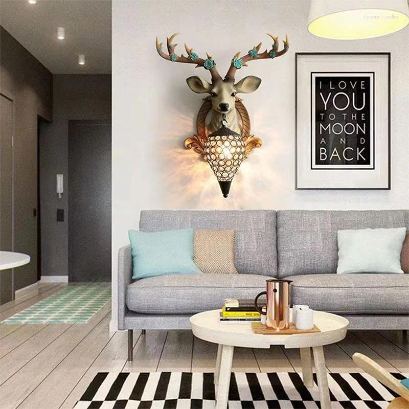 Lamps Wall TEMAR Contemporary Deer Antlers Lamp Personalized And Creative Living Room Bedroom Hallway Aisle Decoration Light