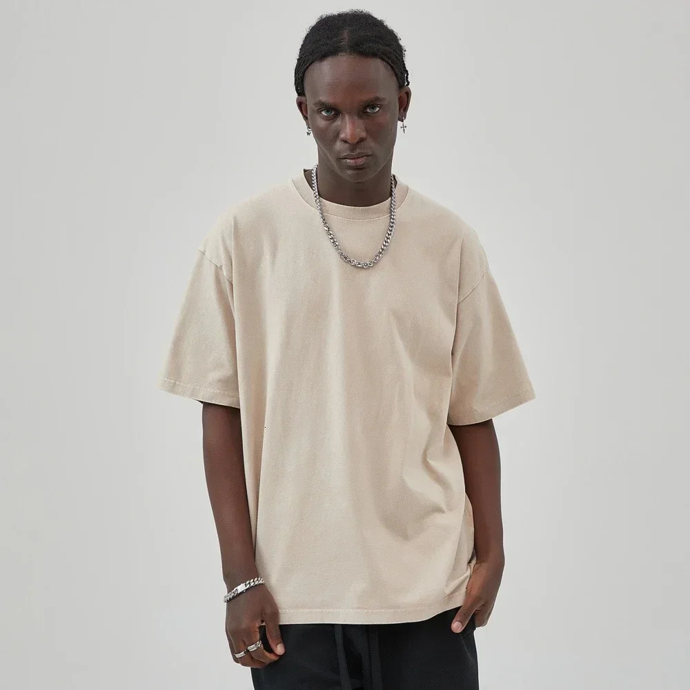 Distressed Basic Pure Color Heavy Washed Oversized Cotton Plain T-shirts for Women Men Summer Tops Shirts Mens Clothing Tees 240429