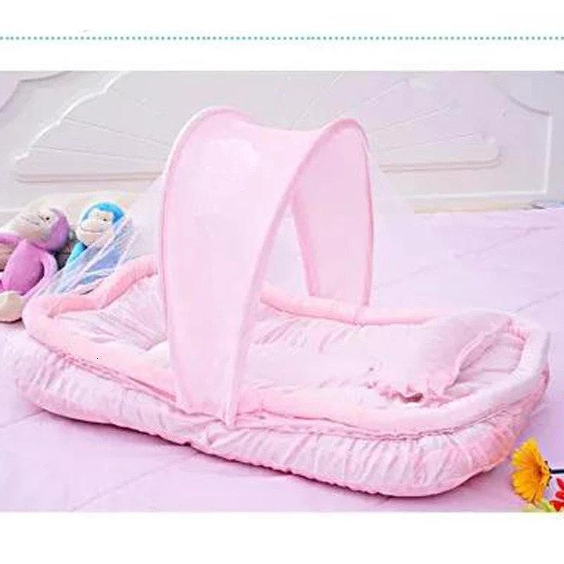Flannel born Bed Mosquito Net With Small Pillow Baby Cradle Mosquito Insect Net Encrypted gauze Baby Crib Mosquito Tent 240422