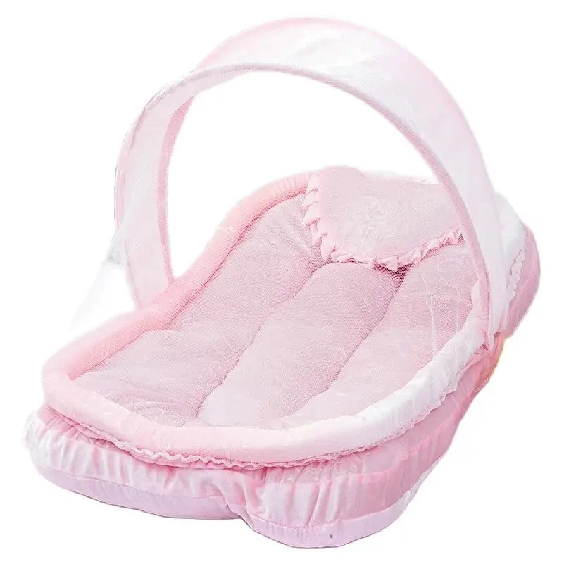 Flannel born Bed Mosquito Net With Small Pillow Baby Cradle Mosquito Insect Net Encrypted gauze Baby Crib Mosquito Tent 240422