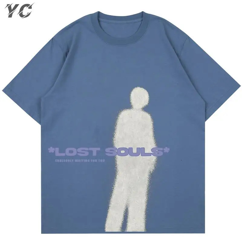 Oversized Mens TShirts Goth Lost Souls Printed Unisex Short Sleeve T Shirt Fashion Cotton Harajuku Summer Tops Hip Hop 240430