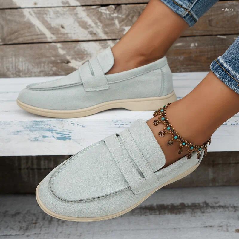 Casual Shoes 2024 Womens Summer Fashion Round Toe Shallow Mouth Slip-on Designer Vulcanized Outdoor Flat Bottom Women Loafer