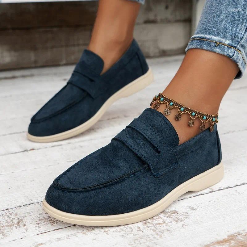 Casual Shoes 2024 Womens Summer Fashion Round Toe Shallow Mouth Slip-on Designer Vulcanized Outdoor Flat Bottom Women Loafer