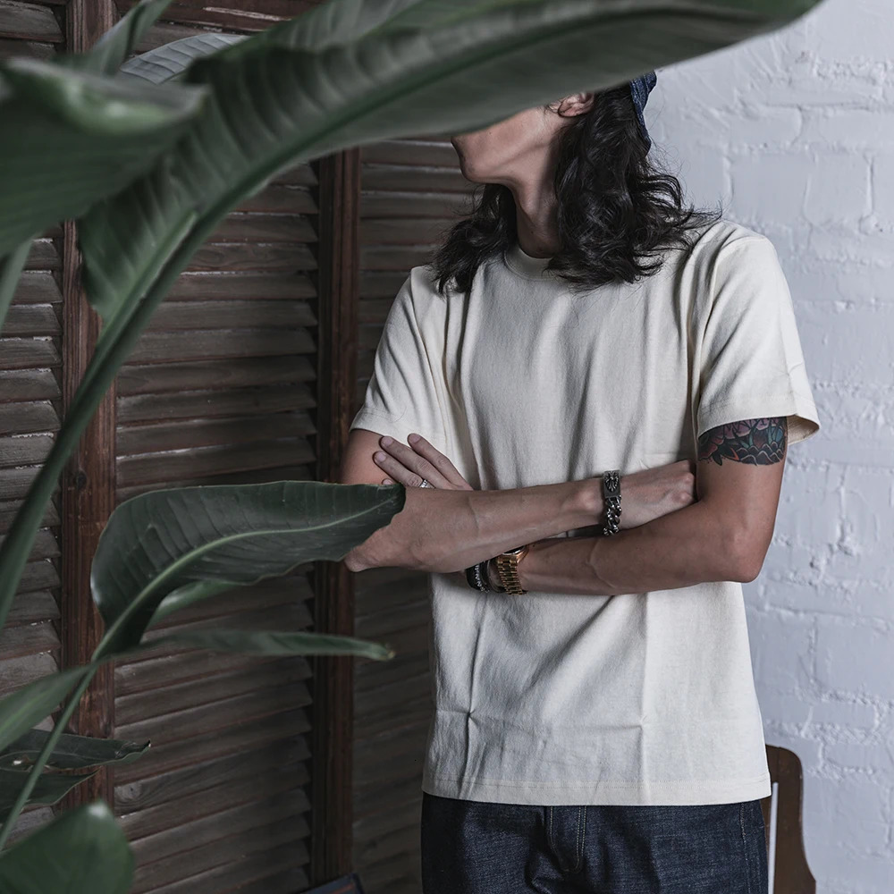 NON STOCK 9oz American Cotton Tubular T-Shirts Summer Mens Crew Neck Plain Tee Shirt 240429