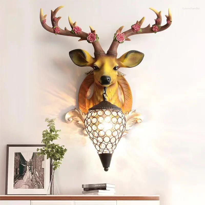 Lamps Wall TEMAR Contemporary Deer Antlers Lamp Personalized And Creative Living Room Bedroom Hallway Aisle Decoration Light
