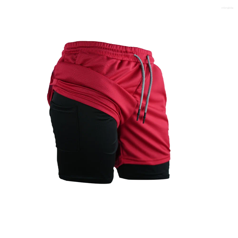CNLONGBIDA Men's Shorts Double Layer Fitness Men Gym Training 2 In 1 Sports Quick Dry Workout Jogging Deck Summer