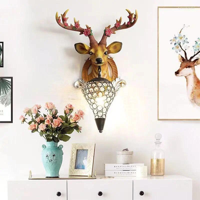 Lamps Wall TEMAR Contemporary Deer Antlers Lamp Personalized And Creative Living Room Bedroom Hallway Aisle Decoration Light