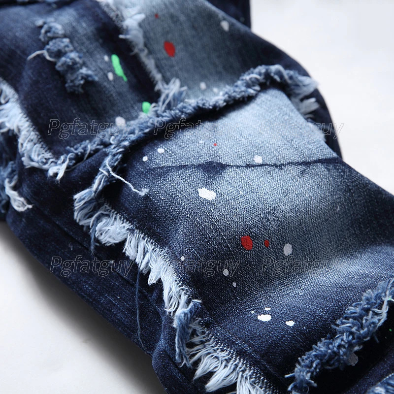 Autumn Mens Denim Two Piece Set Casual Embroidery Skull Vest and Ragged Paint Patch Stretch Jeans 2PCS Sets Conjuntos De Hombres 240428
