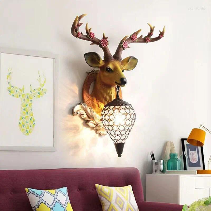 Lamps Wall TEMAR Contemporary Deer Antlers Lamp Personalized And Creative Living Room Bedroom Hallway Aisle Decoration Light