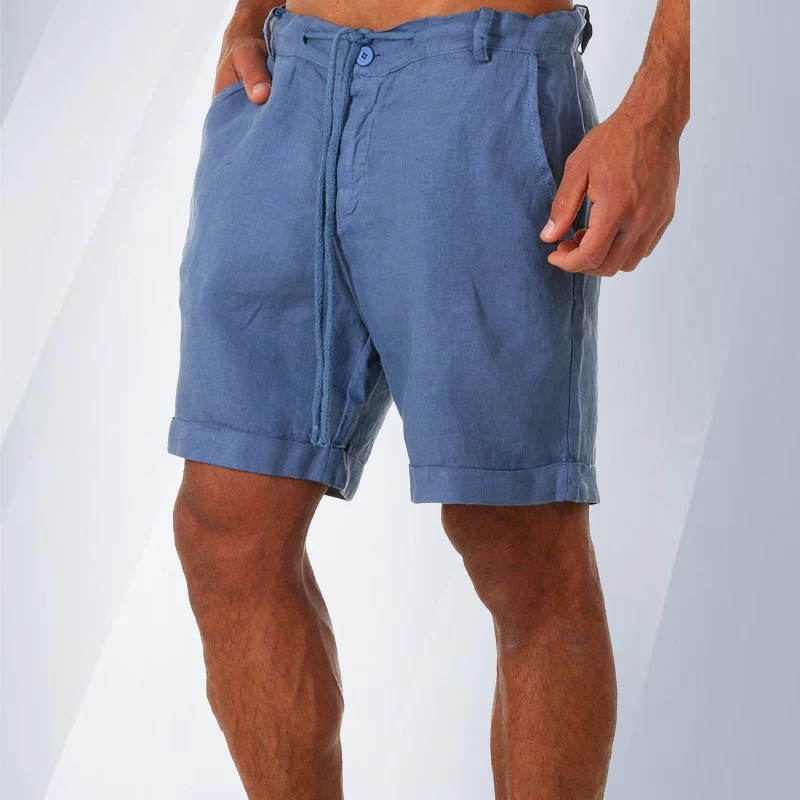 Fashion Mens Linen Shorts Men Summer Cotton Beach Short Wild Leisure Loose Solid Cargo 240415