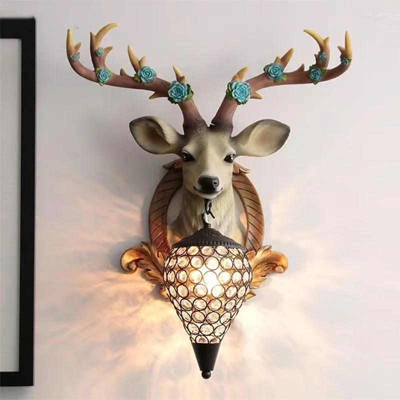 Lamps Wall TEMAR Contemporary Deer Antlers Lamp Personalized And Creative Living Room Bedroom Hallway Aisle Decoration Light