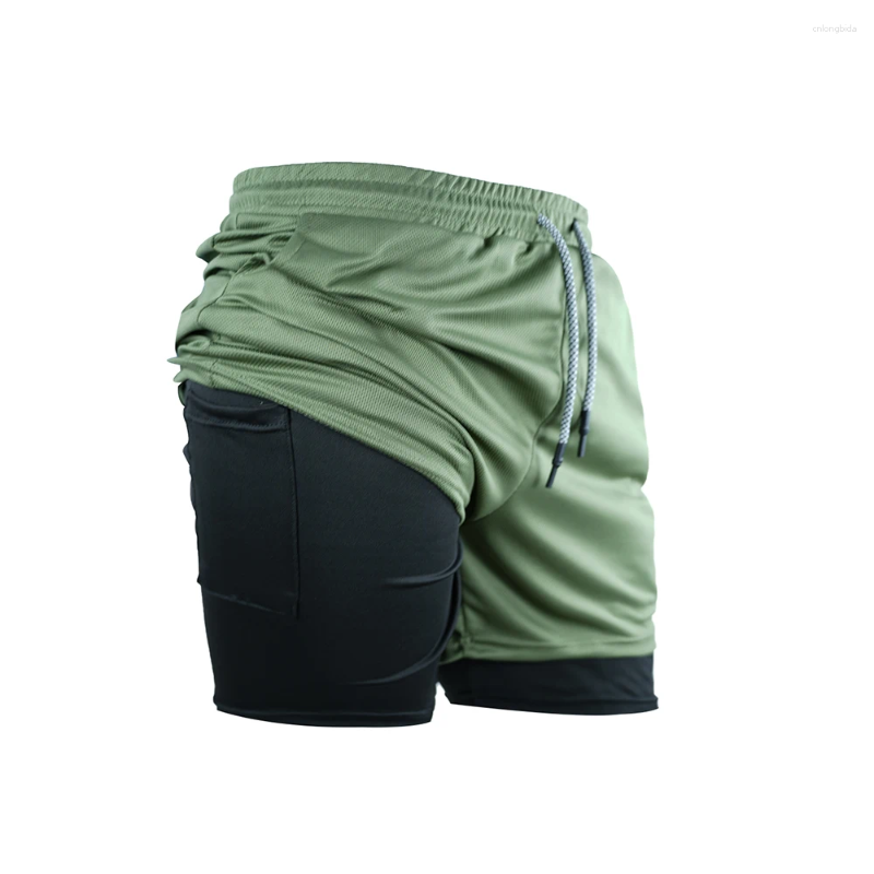 CNLONGBIDA Men's Shorts Double Layer Fitness Men Gym Training 2 In 1 Sports Quick Dry Workout Jogging Deck Summer