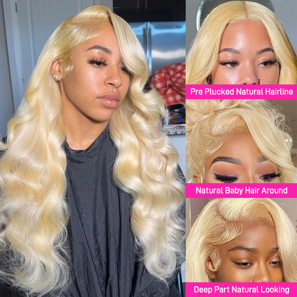 Brazilian 30 40 Inch 613 Honey Blonde Color 13X6 Front Wigs 250% Body Wave 13X4 Lace Frontal Human Hair Wig For Women 250520
