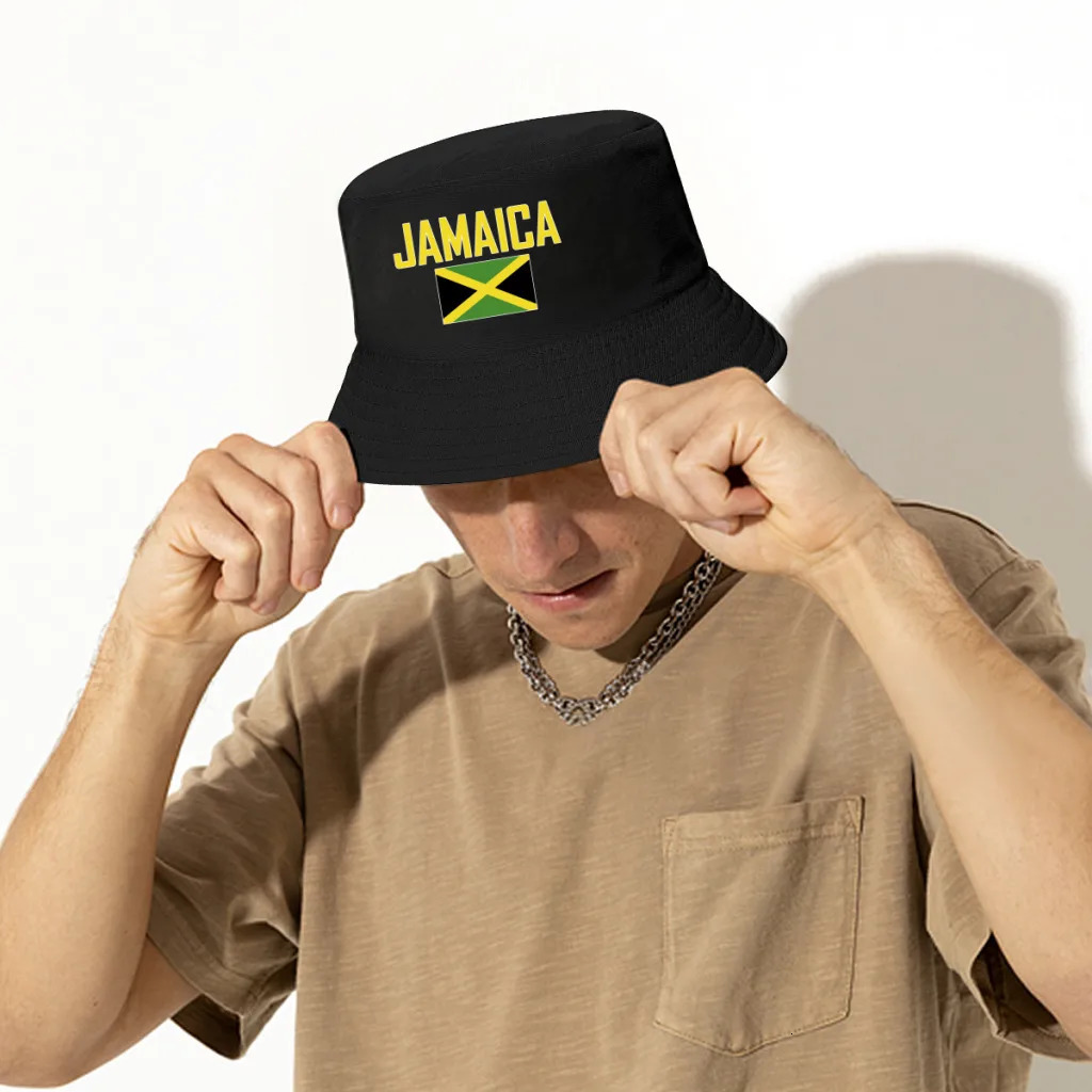 JAMAICA Flag Bucket Hats Print Cool Fans Sun Shade Simple Classic Outdoor Summer Fisherman Caps Fishing Cap 240428