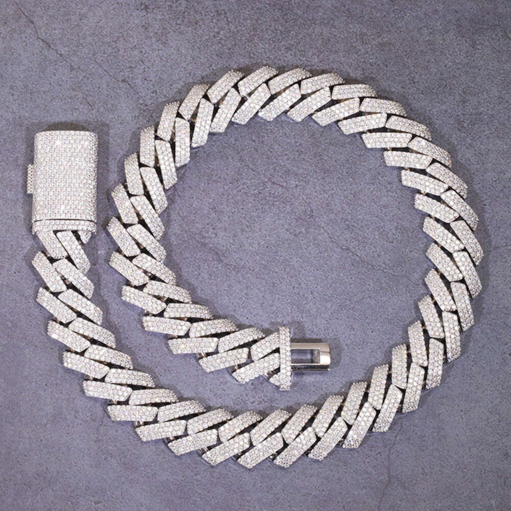 3rows 4rows 16mm 20mm Fine Jewelry S Sier Ice Out Moissanite Cuban k Chain Mans Hip Hop Necklace