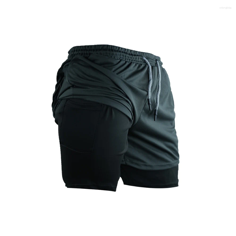 CNLONGBIDA Men's Shorts Double Layer Fitness Men Gym Training 2 In 1 Sports Quick Dry Workout Jogging Deck Summer