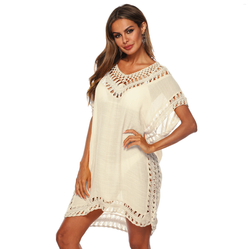 Woman Beach Cover Up Dress Fringe Tunic Yellow Beachwear Summer Women Tassel Bathing Suit Cover-Ups Pareos Strand Jurkjes