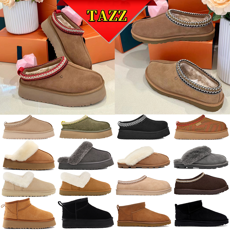 Tazz Slippers Australia Boots Designer Women Tasman Snow Winter Sheepskin Boots Platform Fur Slipper Fashion Womens Classic Ultra Mini Suede Wool Ankle Booties