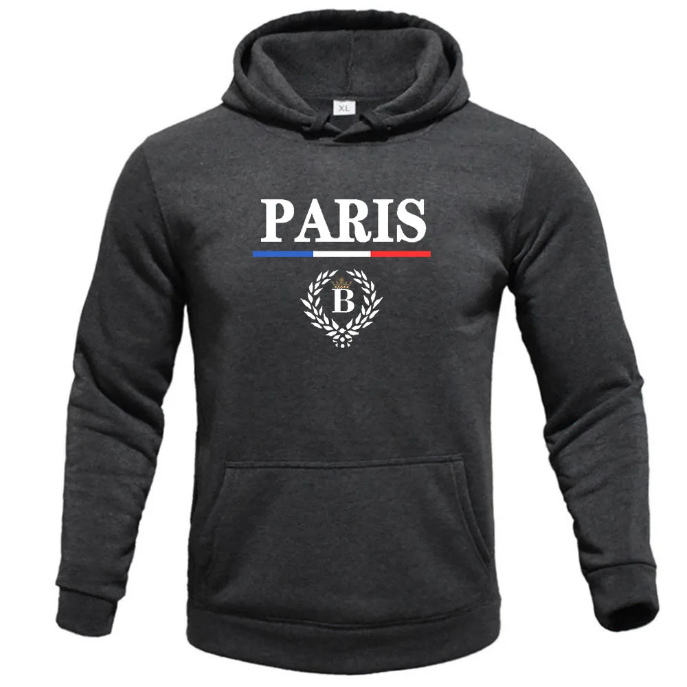 casual sports spring and autumn mens hoodie letter PARIS couple street hiphop leisure loose fitness pullover 240430