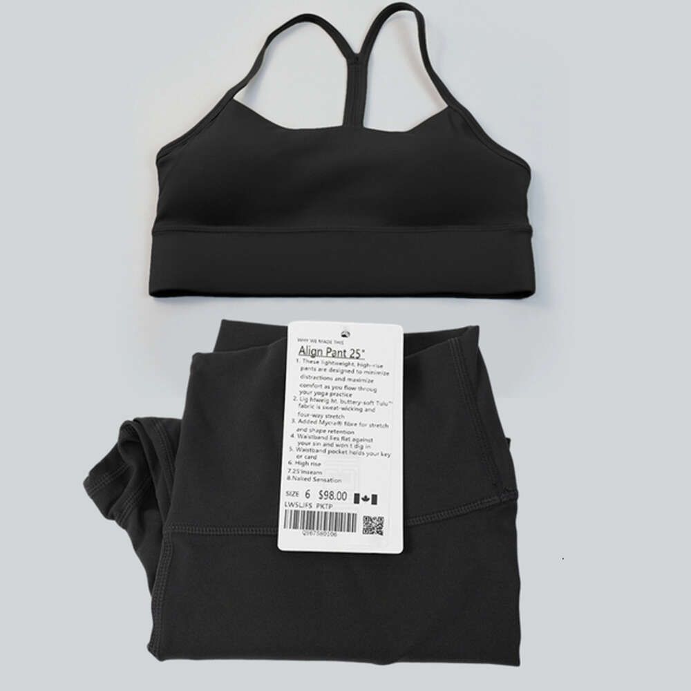 Women clothes Align Yoga Lemon Set Women's 2-piece Sports Suit Fitness Top Y-shaped Bra U-shaped Bra Fitness High Waist Sports Suit Jogging Leggings Bra Set
