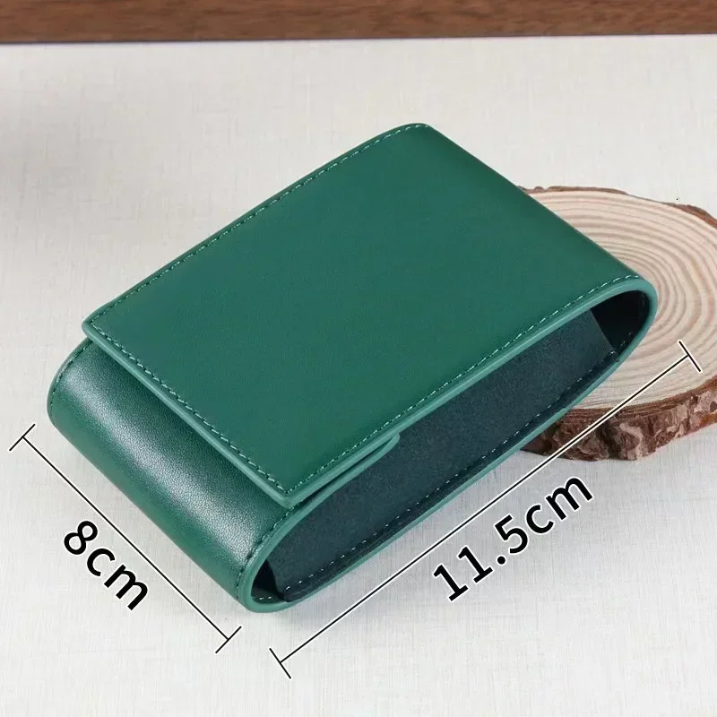 Factory Direct Green Leather Environmental Protection Watch Protective Bag Watch Travel Case Gift Box And Card Can Custom 240428