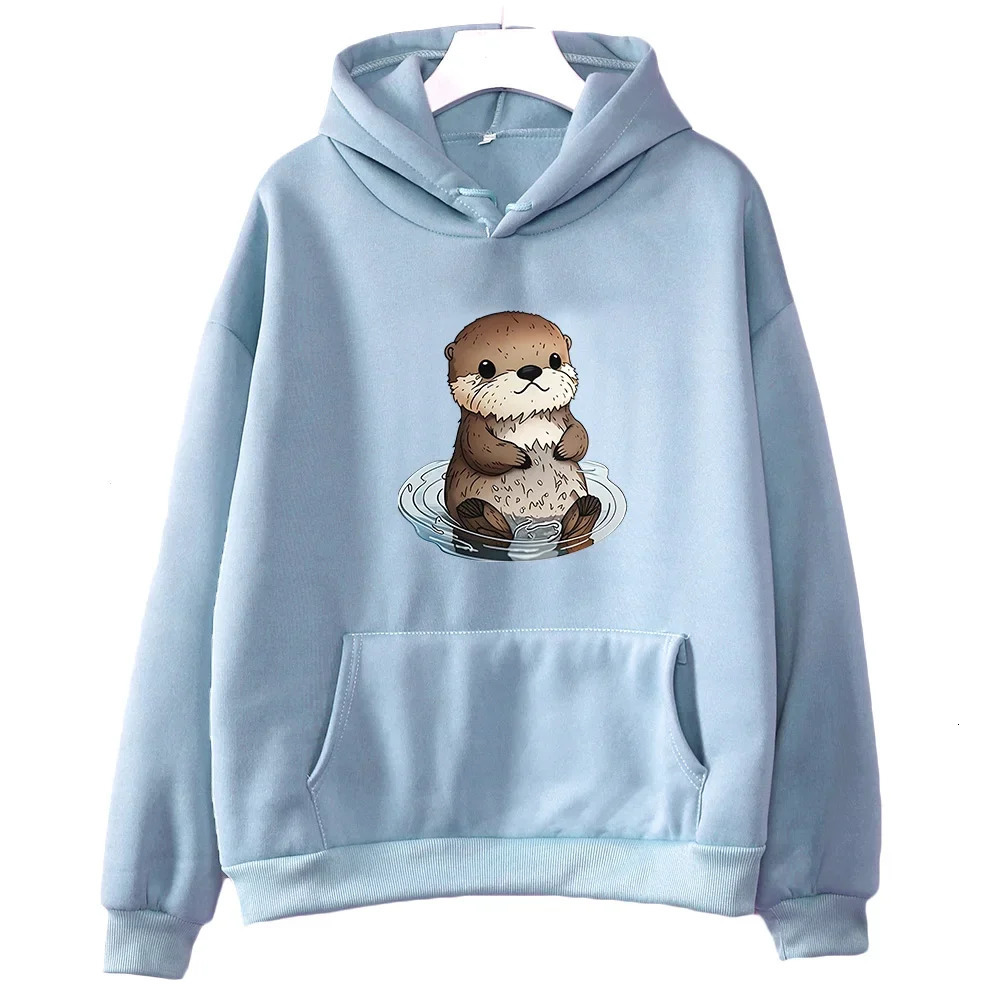 Otters Hoodie Kawaii Animal Sweatshirts Womenmen Cartoon Graphic Autumn Fashion Clothes Loose Fleece Sweatwear Regular 240428