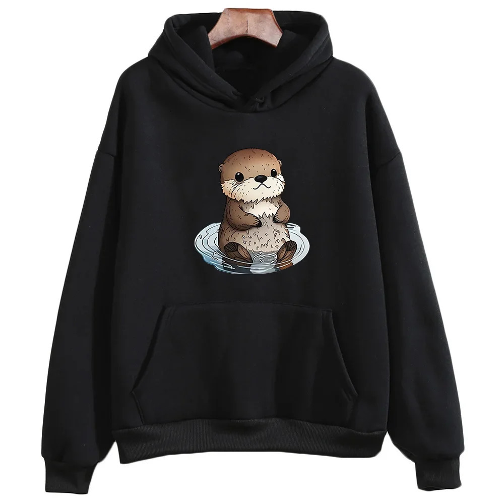 Otters Hoodie Kawaii Animal Sweatshirts Womenmen Cartoon Graphic Autumn Fashion Clothes Loose Fleece Sweatwear Regular 240428