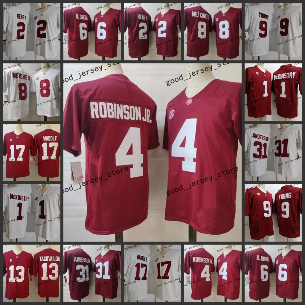 Alabama College Football Jersey 4 Jalen Milroe 9 Bryce Young 1 Kool-Aid McKinstry 17 Jaylen Waddle 31 Will Anderson III 6 DeVonta Smith 2 Derrick Henry 13 Tagovalloa
