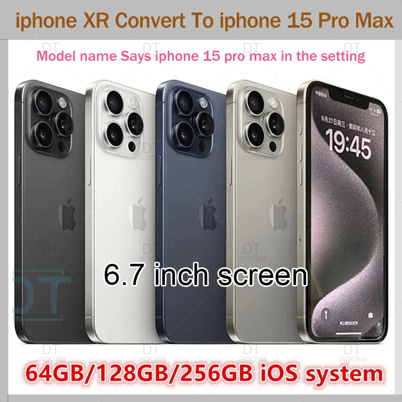 refurbished Original Unlocked iphone XR Covert to iphone 15 Pro max Cellphone with 15pro max Camera appearance 3G RAM 64GB 128GB 256GB ROM Mobilephone