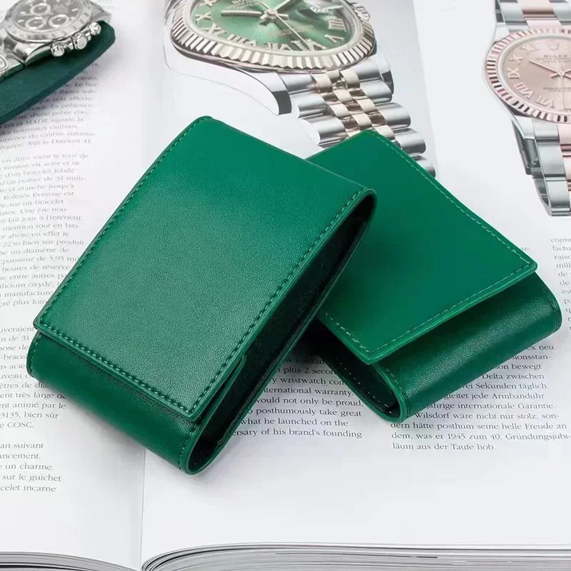 Factory Direct Green Leather Environmental Protection Watch Protective Bag Watch Travel Case Gift Box And Card Can Custom 240428
