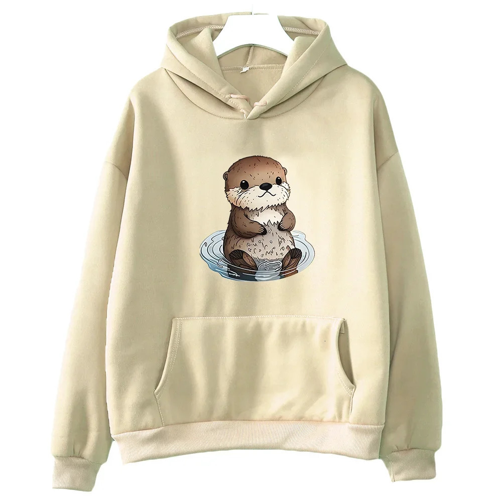 Otters Hoodie Kawaii Animal Sweatshirts Womenmen Cartoon Graphic Autumn Fashion Clothes Loose Fleece Sweatwear Regular 240428