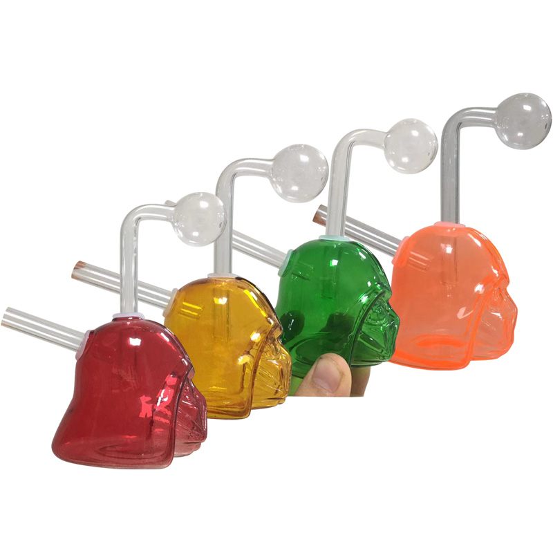 Colorful Skull Oil Burner Bubbler Pipe Mini Bongs Percolator Water Pipes Glass Hookah Bubblers Recycle Portable Hand Smoking