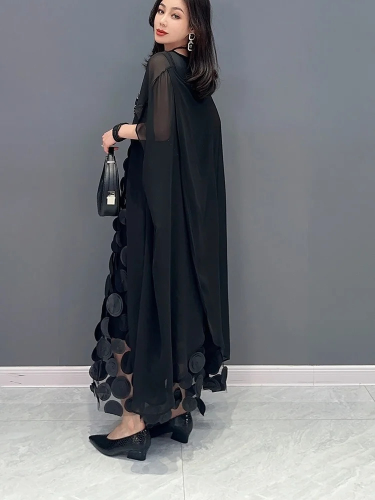 QING MO Summer Korean Tank Top Dress Set Outerwear Two Piece Women Black Matching Suit ZXF2579 240423
