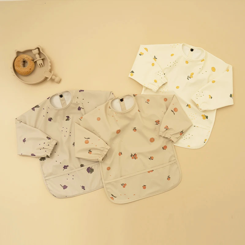 Baby Waterproof Feeding Bib Kid Long Sleeve Painting Art Smock for Little Boy Girl Adjustable Anti-dirty Child Meal Eating Apron 240429